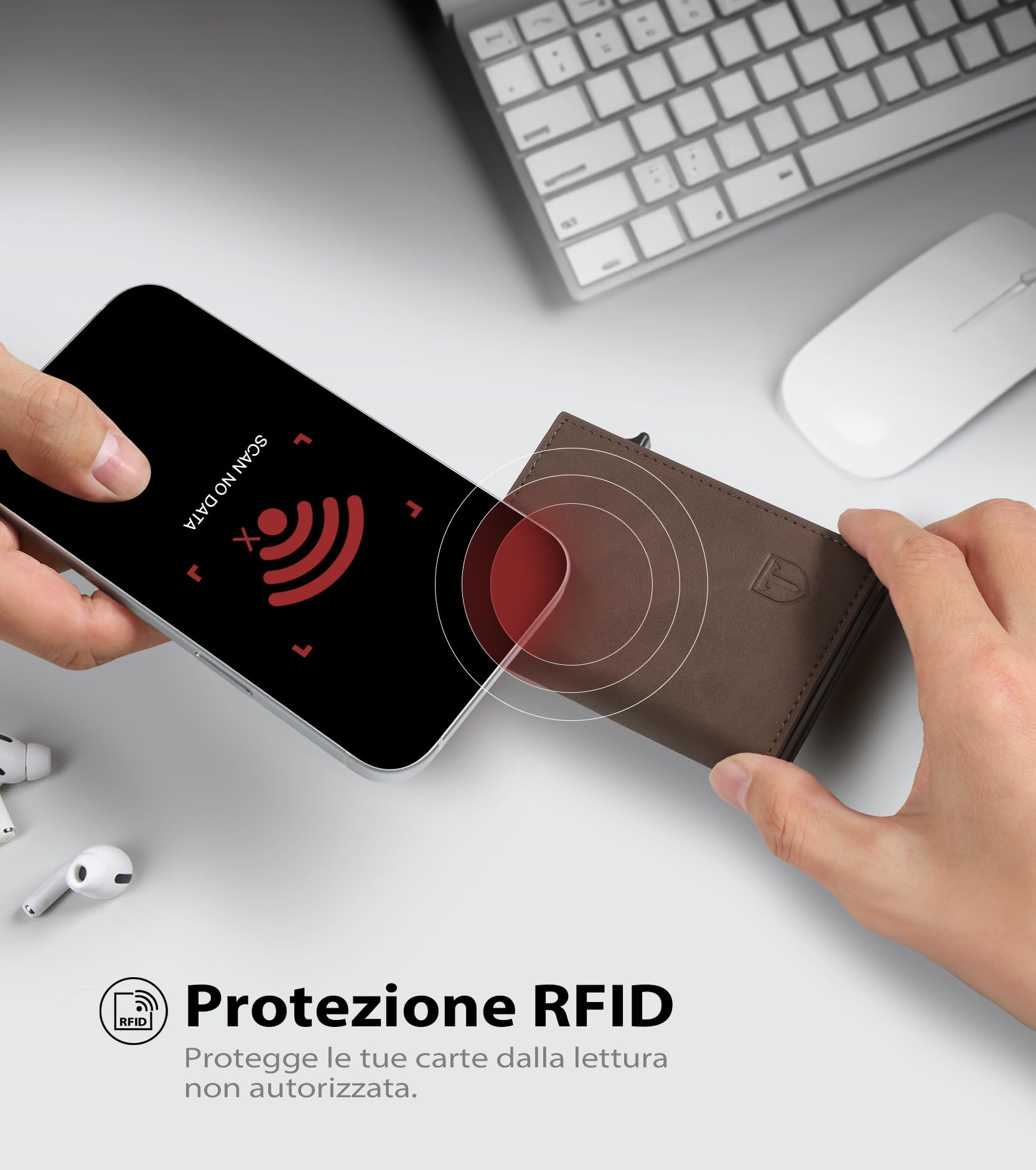 TENBST Card Holder portafoglio slim 8 carte Nero RFID