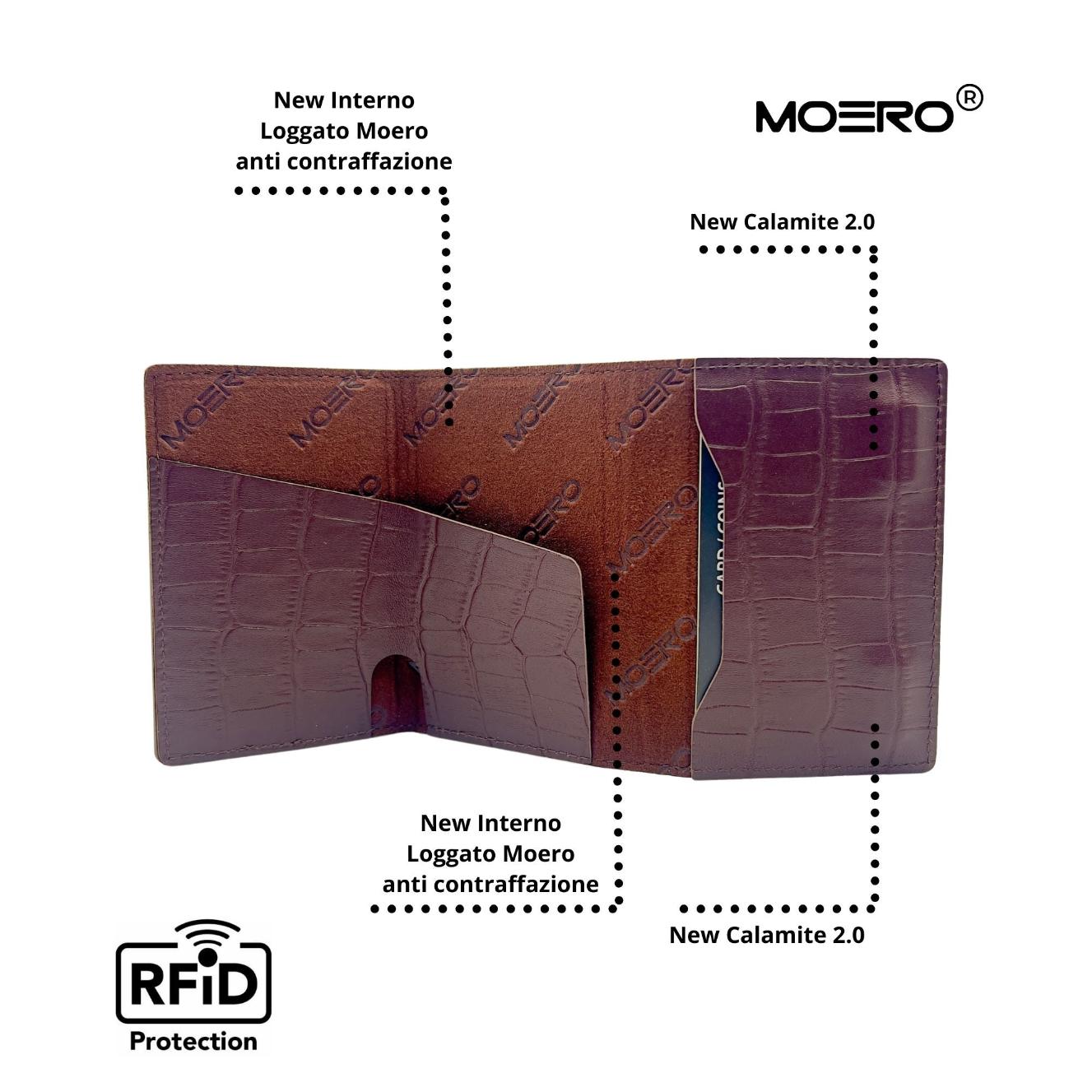 Moero Linea PRO PRO Zip Croco portafoglio marrone RFID