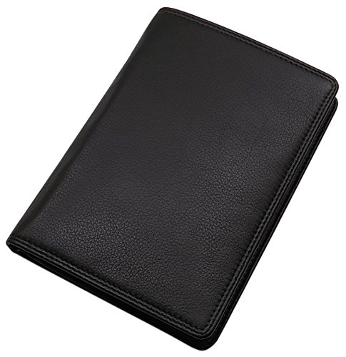 myledershop Herren Geldbörsen portafoglio grande nero vacchetta nappa