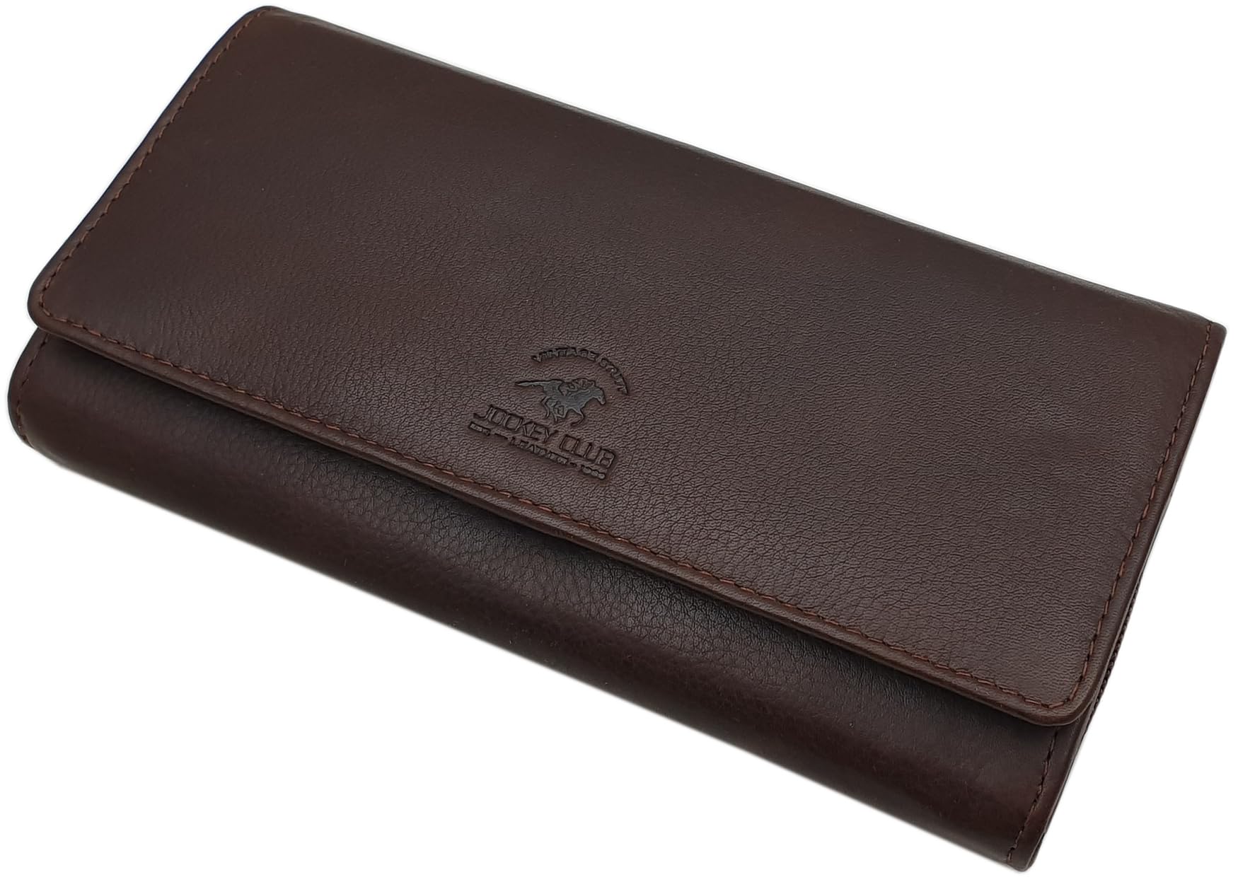 myledershop Damen Geldbörsen portafoglio grande pelle bovina marrone RFID