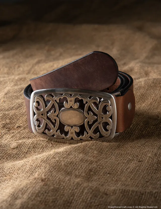 Crazy Horse Craft Belts cintura in pelle marrone conciata al vegetale