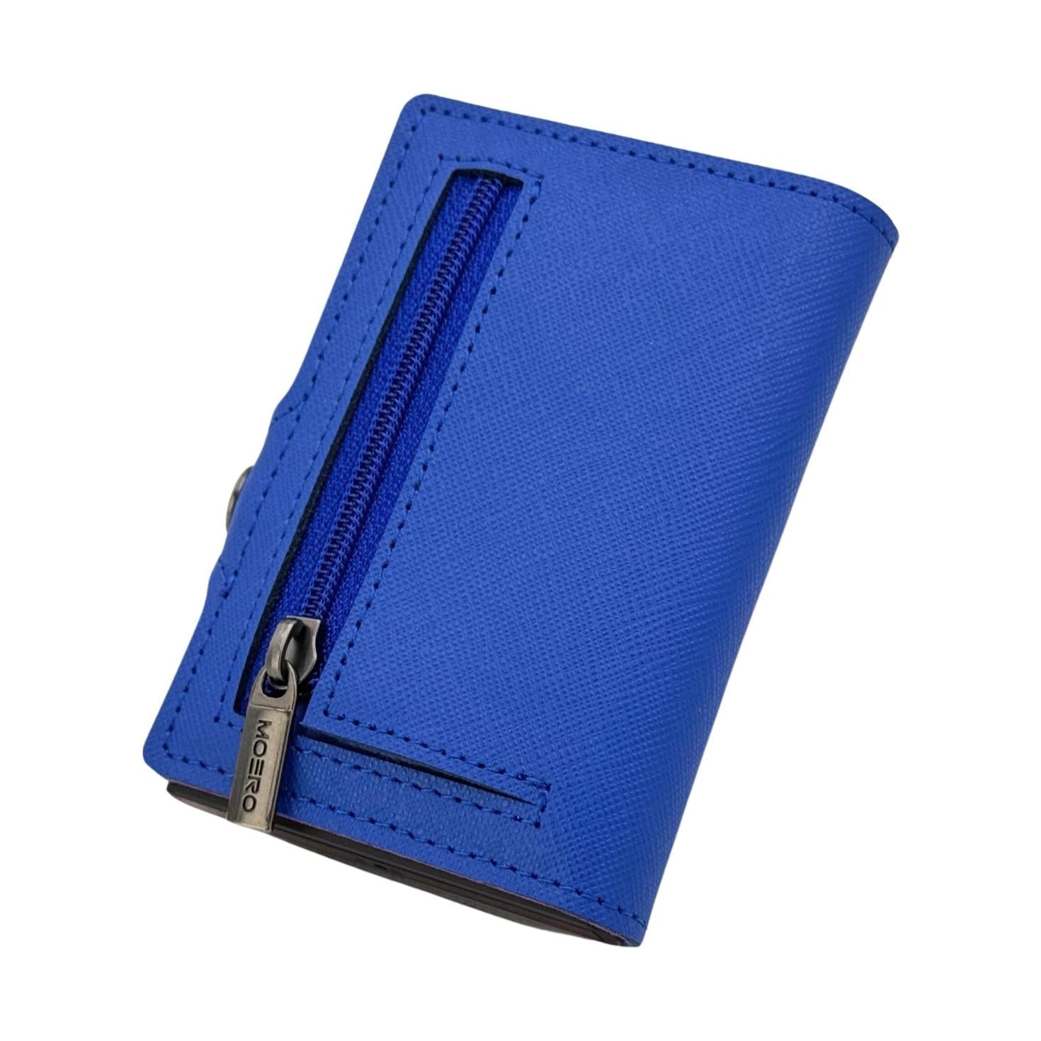 Moero Linea Classic Zip Saffiano portafoglio Blue Shock 4.0 RFID