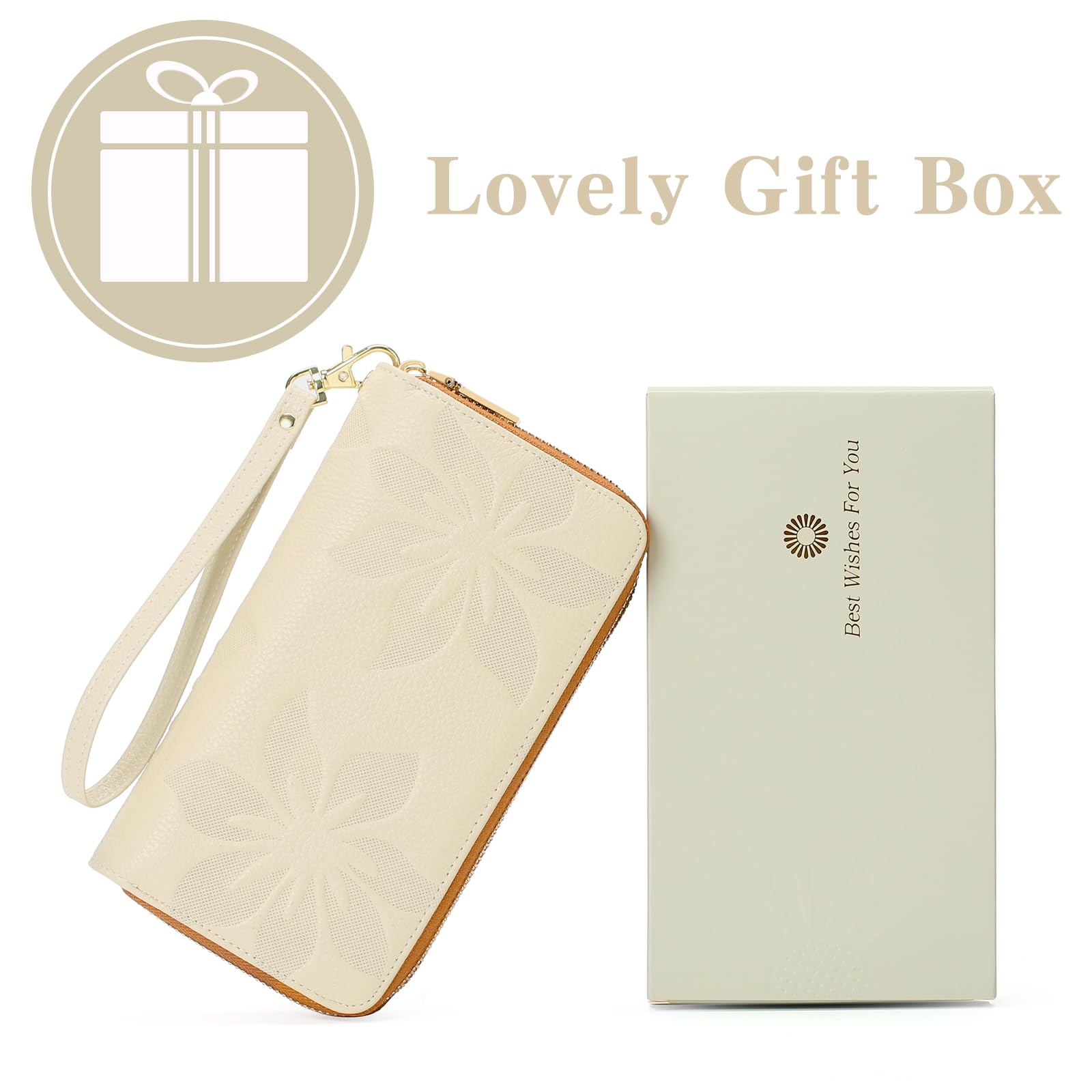 GOIACII WOMEN'S LARGE WALLET portafoglio donna grande doppia zip A07 Bianco Marrone