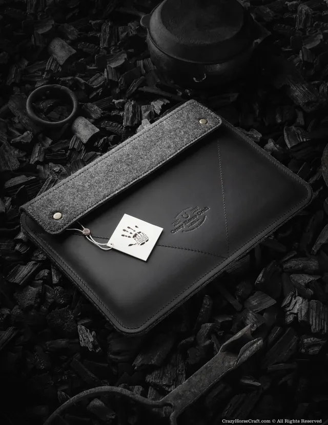 Crazy Horse Craft MacBook Cases Custodia MacBook Air 13 pollici carbone nero in pelle