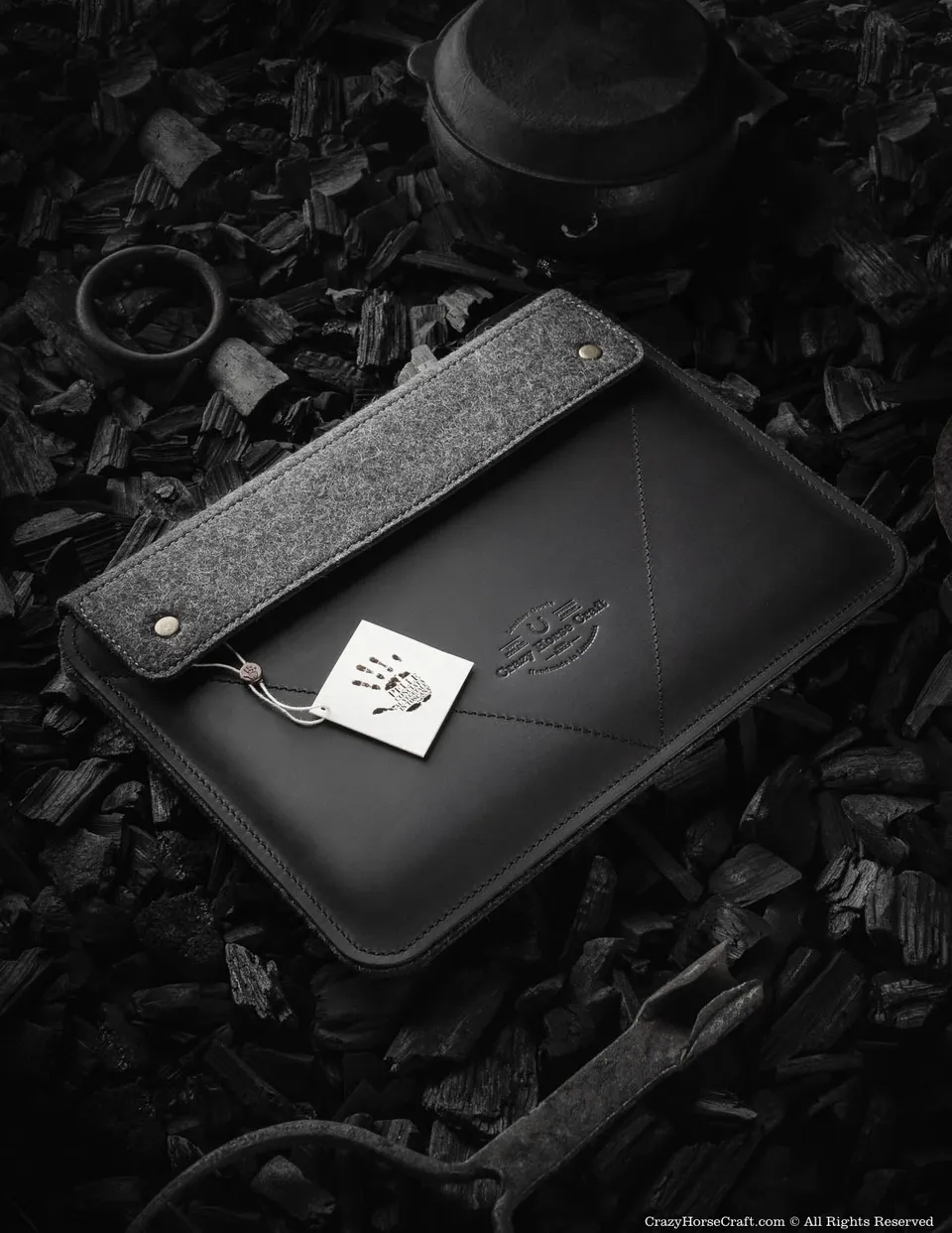 Crazy Horse Craft MacBook Cases Custodia MacBook Air 13 pollici carbone nero in pelle