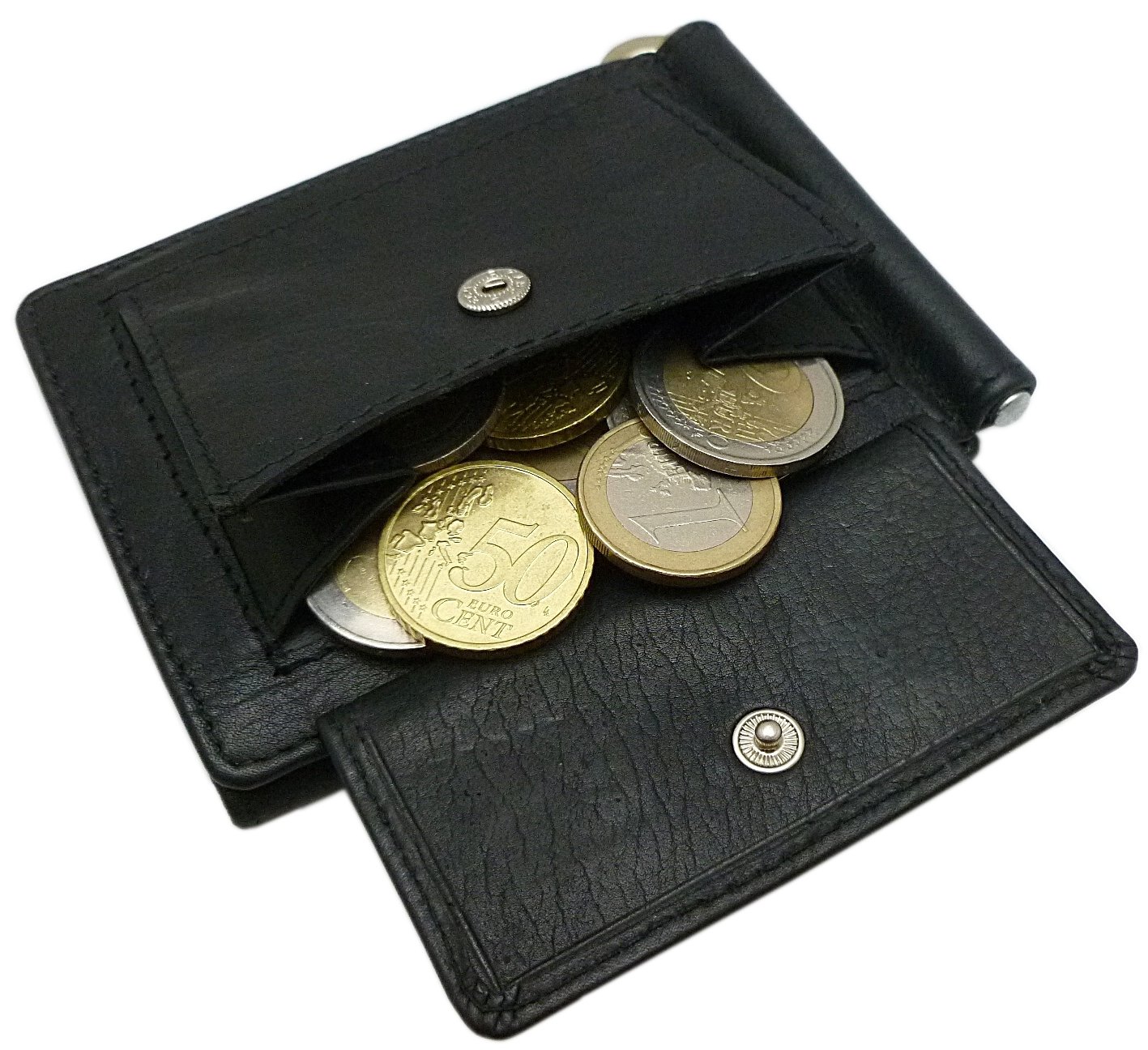 myledershop Brieftaschen Dollarclip portafoglio con clip nero in pelle di vitello