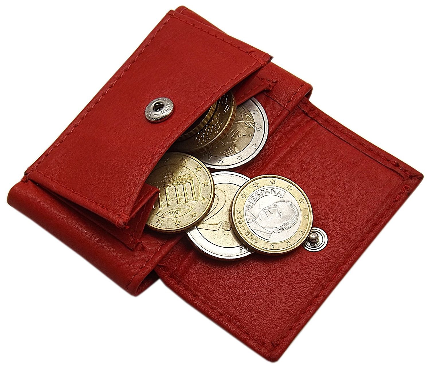 myledershop Herren Geldbörsen Piccolo portafoglio da uomo in pelle di vitello rosso