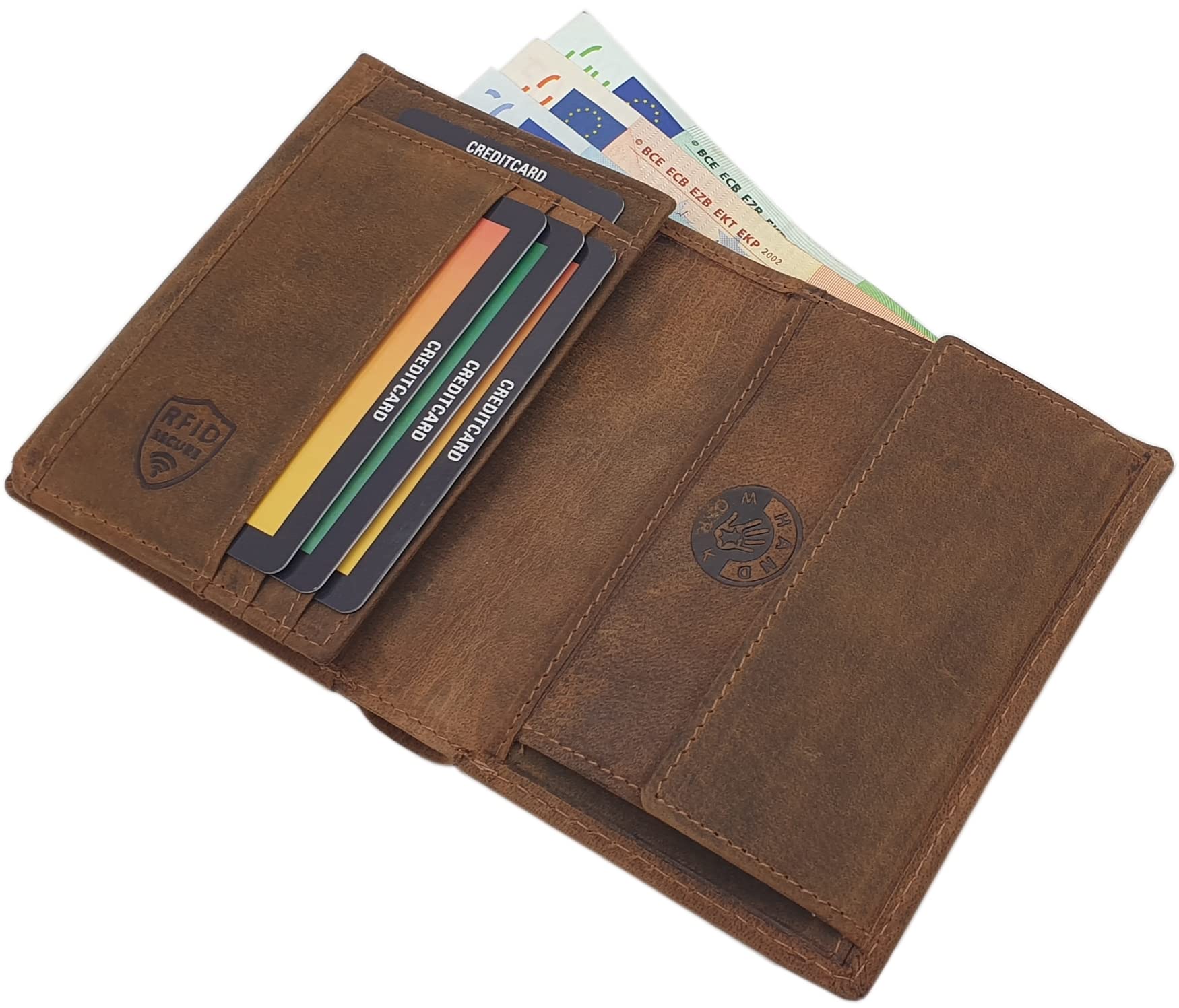 myledershop Herren Geldbörsen Modello 1 portafoglio verticale marrone RFID pelle di bufalo
