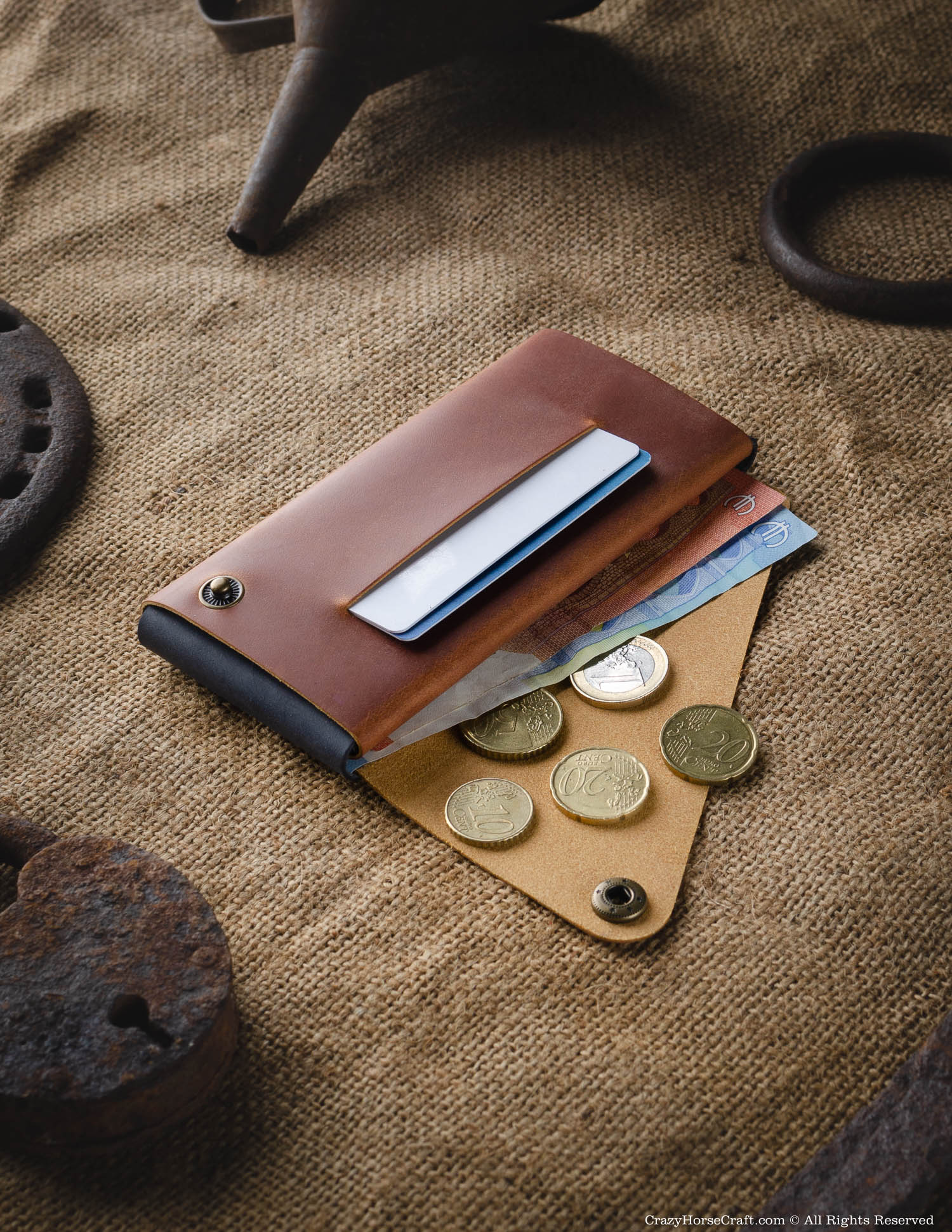 Crazy Horse Craft Minimalist Series portafoglio custodia iPhone Classic Brown