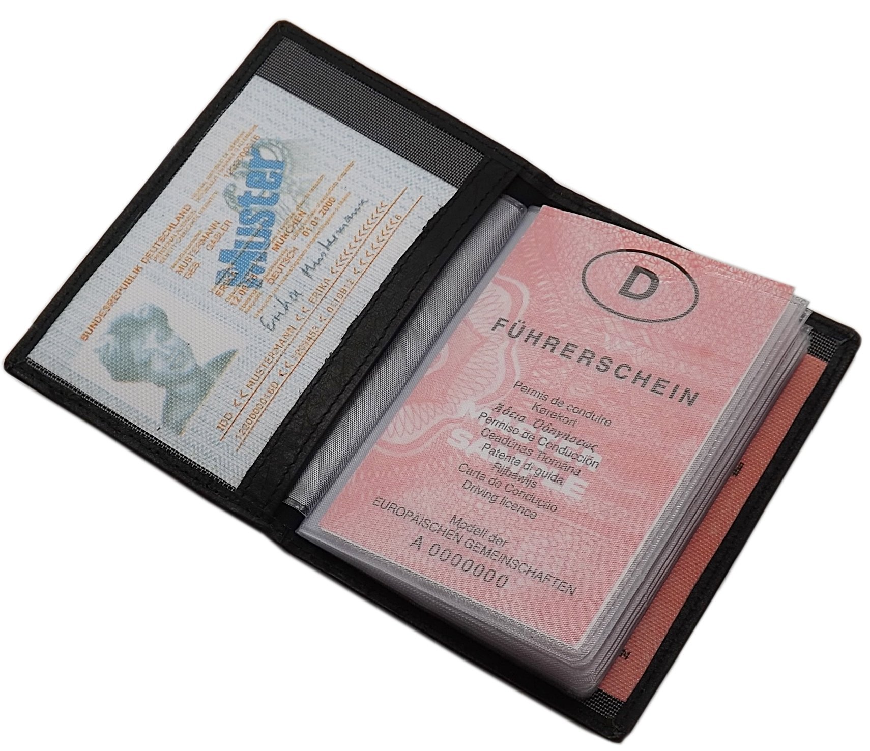 myledershop Karten- und Ausweisetuis porta carta identità Bufalo Nero 13 scomparti