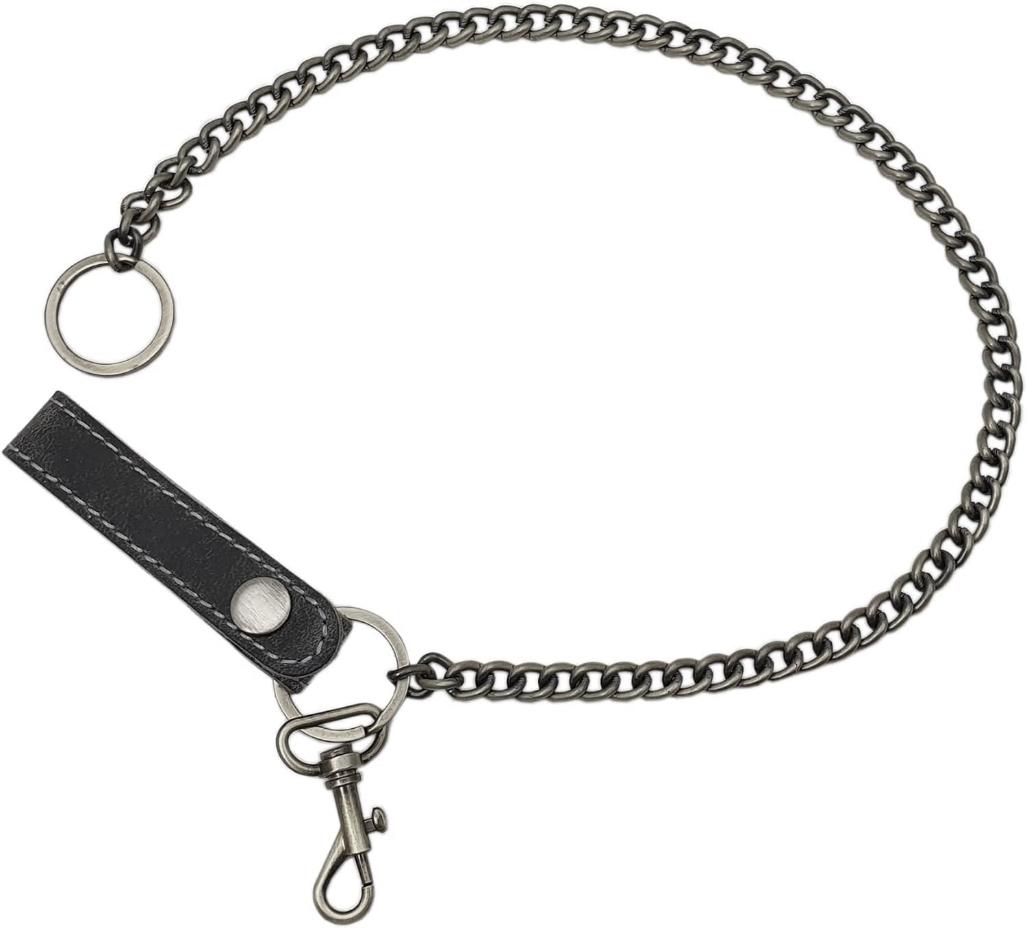 myledershop Gürtel-/Taschen catena per portafoglio grigia con passante in pelle