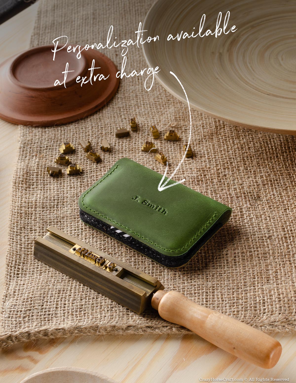Crazy Horse Craft Wallets & Card Holders Leather Business & Credit Card Holder portacarte verde alpino