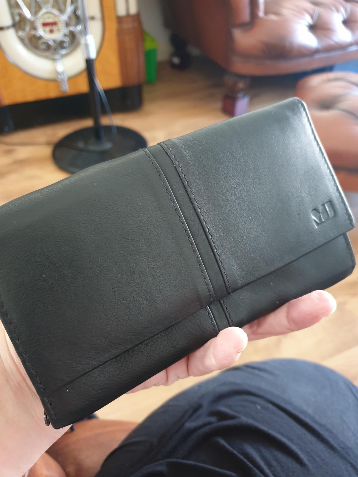 myledershop Damen Geldbörsen grande portafoglio donna pelle di vitello nero RFID NFC