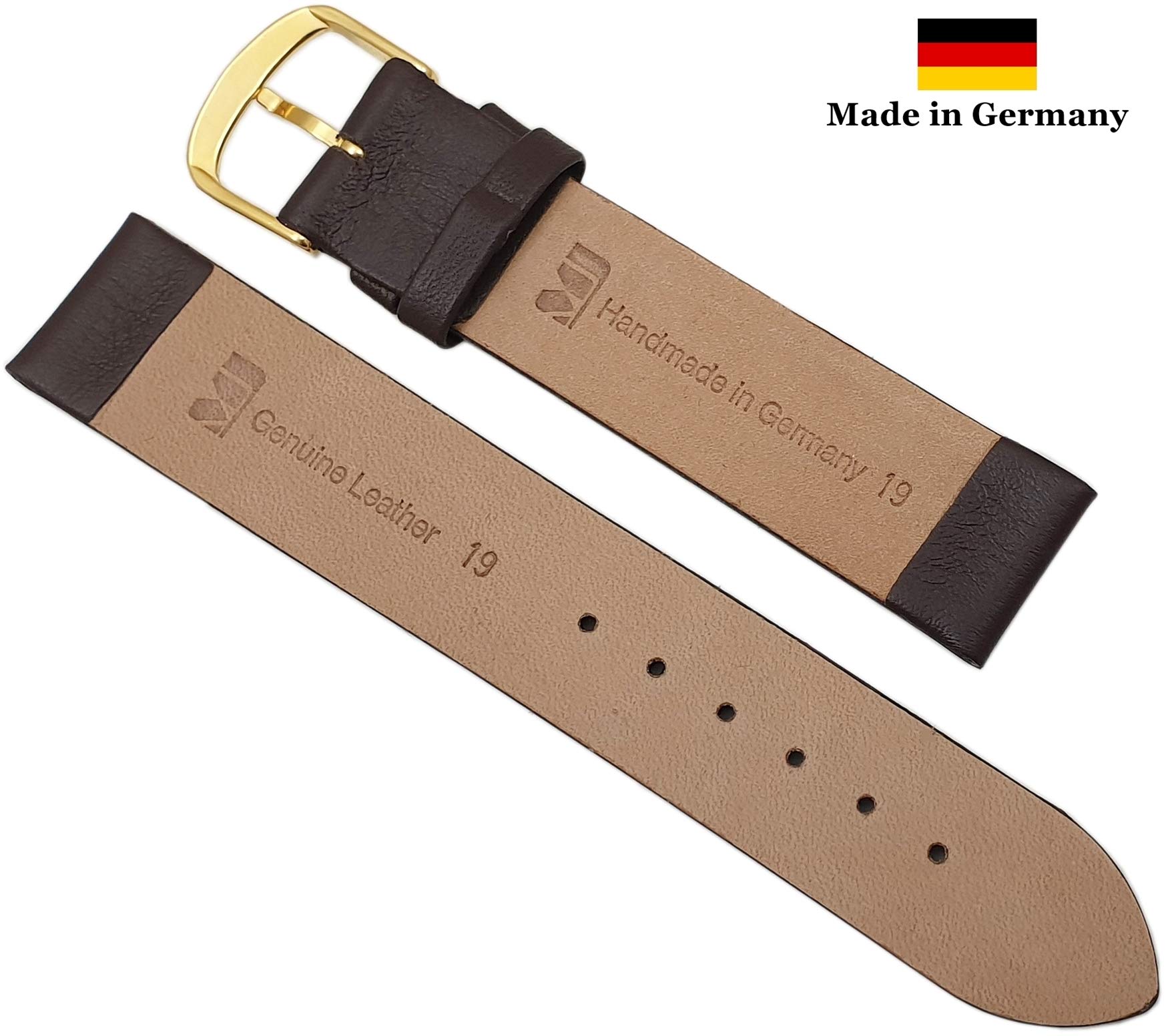 myledershop Uhrenarmbänder Cinturino 19 mm in pelle di vitello marrone