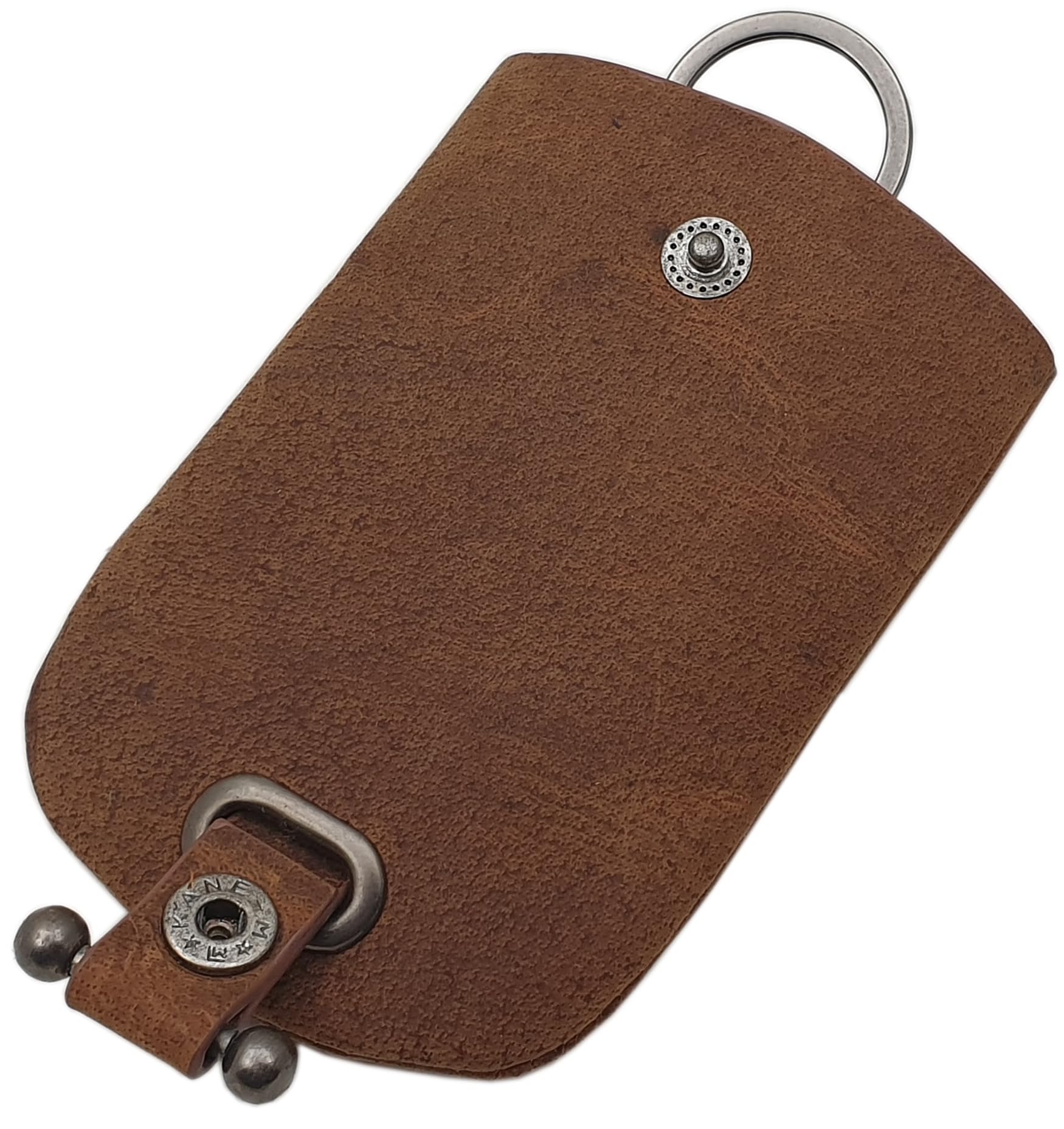 myledershop Schlüsseltaschen Sacchetto chiave in pelle di bufalo Cognac portachiavi con tasca