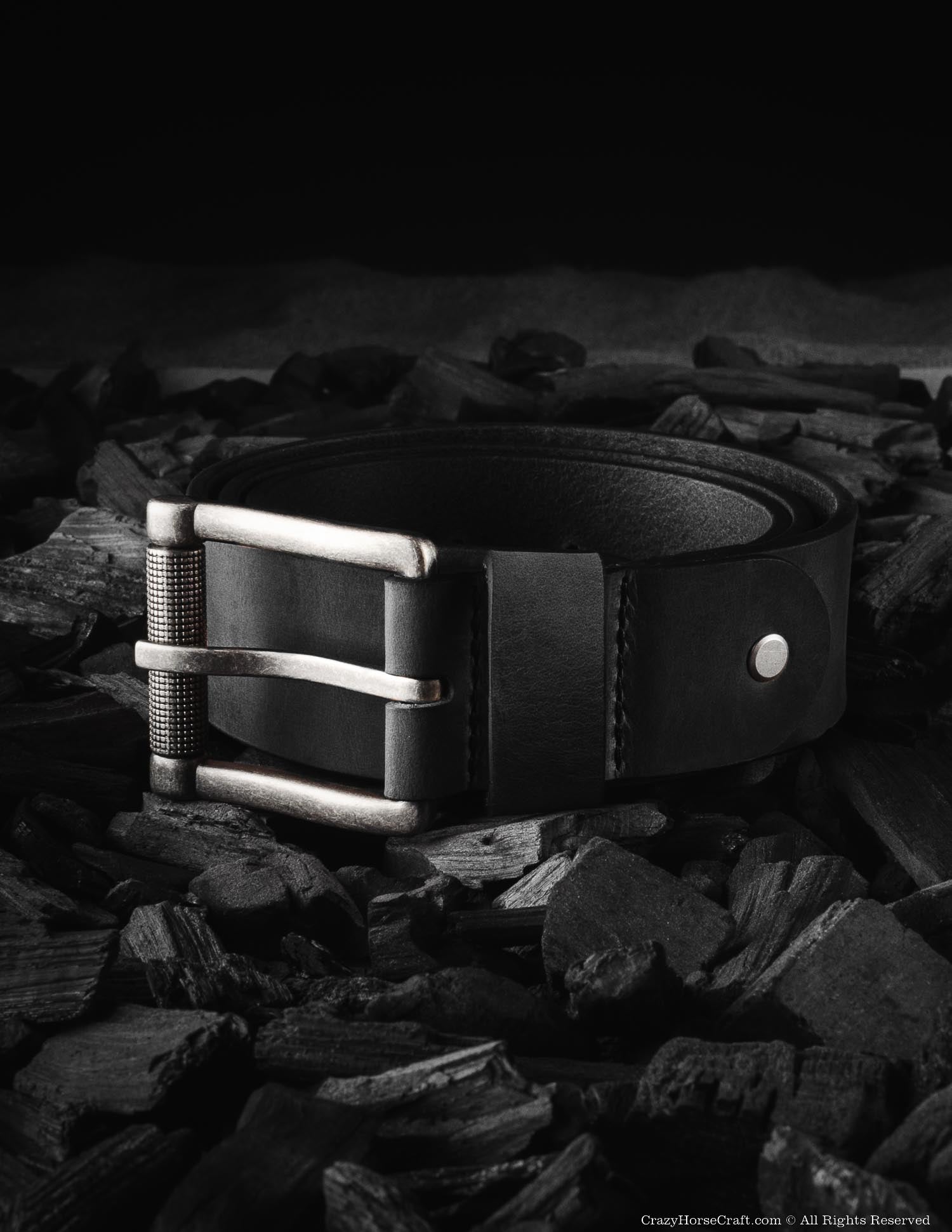 Crazy Horse Craft Belts cintura in pelle nera Carbon Black