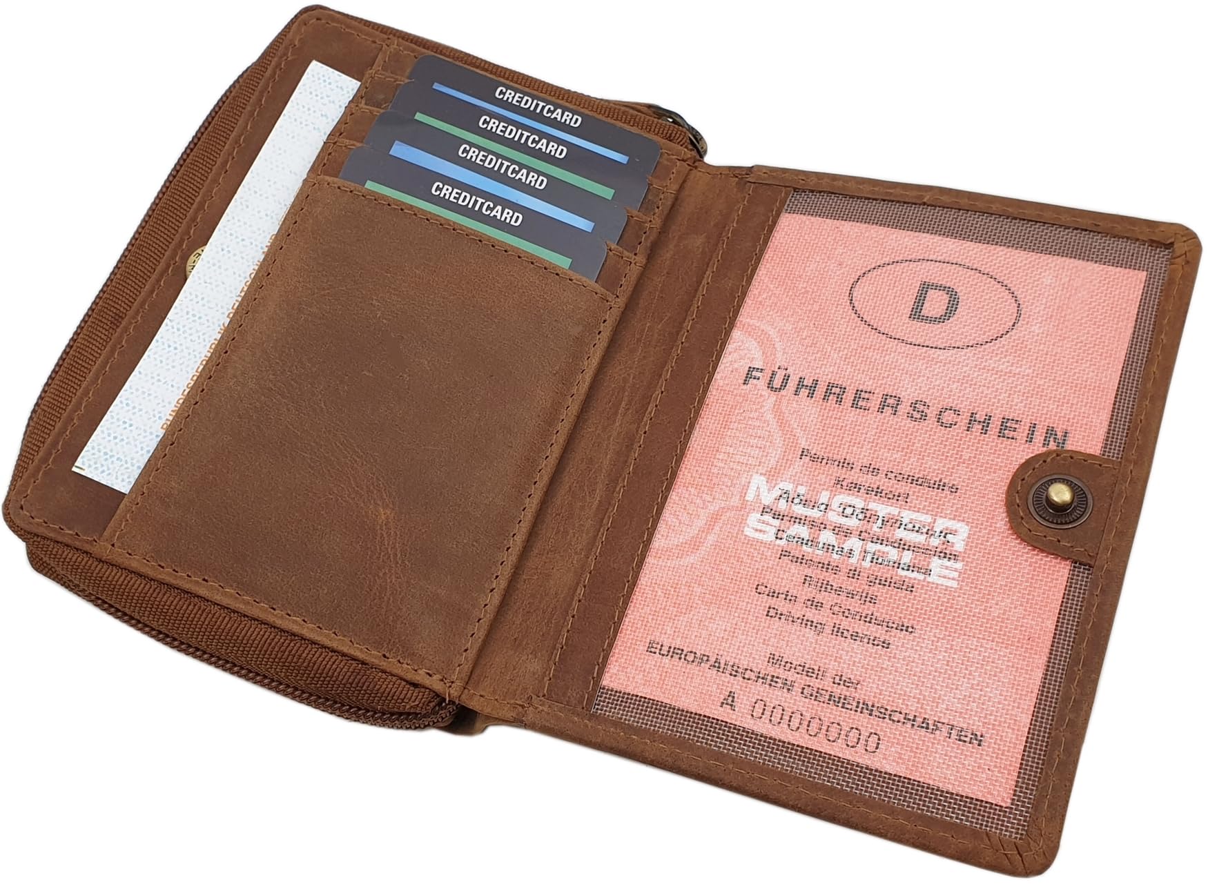 myledershop Damen Geldbörsen portafoglio verticale motivo gatto RFID NFC
