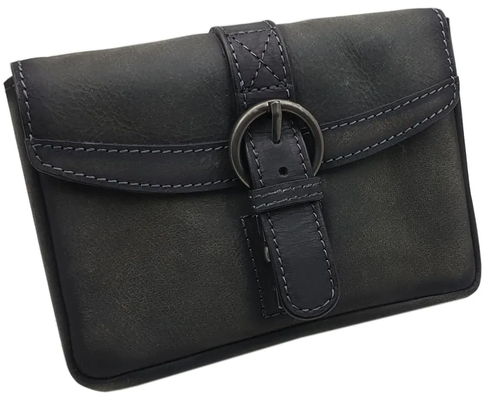 myledershop Gürtel-/Taschen marsupio in pelle di bufalo grigio vintage
