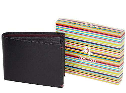 Visconti Monza MZ7 portafoglio uomo in pelle triplo nero borgogna RFID