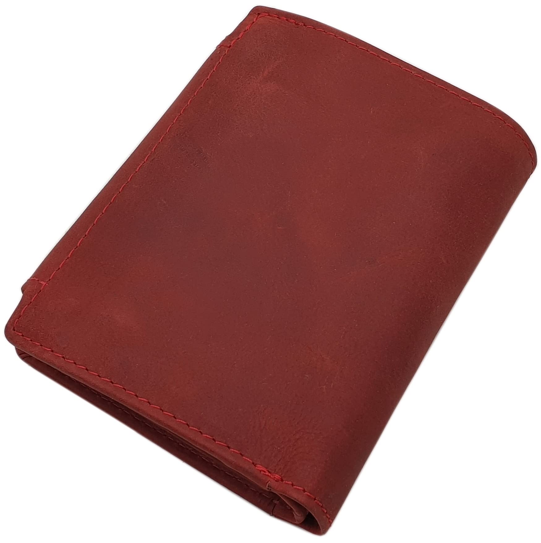myledershop Damen Geldbörsen portafoglio verticale in pelle bovina rosso ciliegia RFID