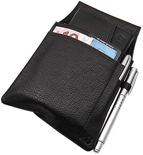 myledershop Kellnerbörsen fondina portafoglio cameriere nera in pelle di bufalo