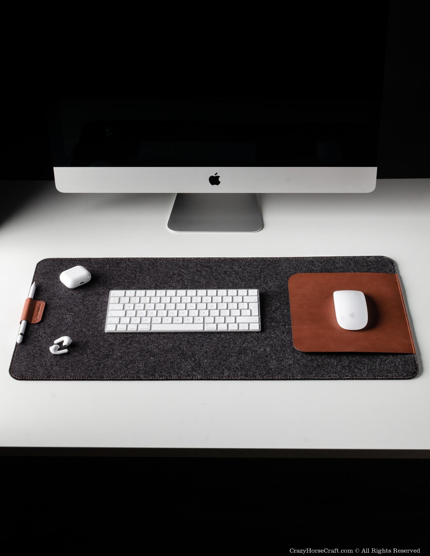 Crazy Horse Craft Desk Accessories Desk Mat sottomano in feltro e pelle Classic Brown