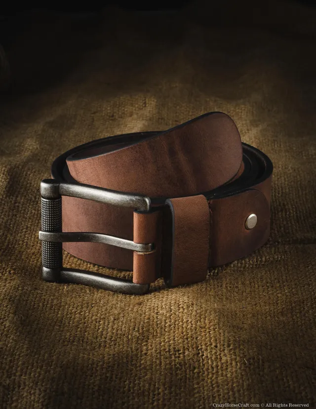Crazy Horse Craft Belts Vegetable Tanned Leather Belt Classic Brown