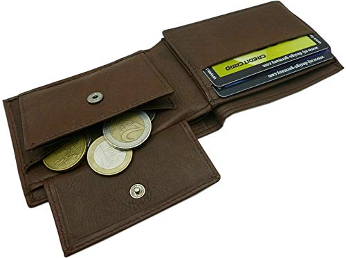 myledershop Herren Geldbörsen MJ-Design-Germany portafoglio marrone compatto