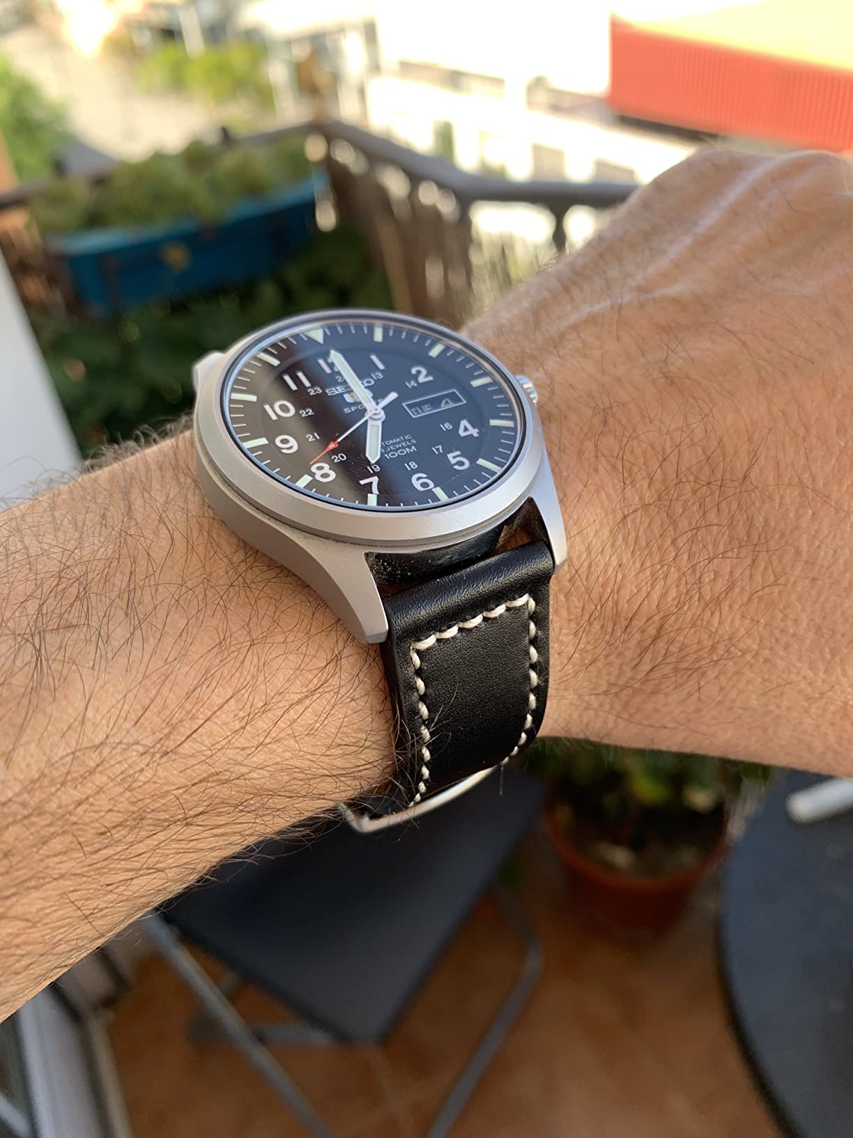 myledershop Uhrenarmbänder cinturino orologio 22 mm nero in pelle