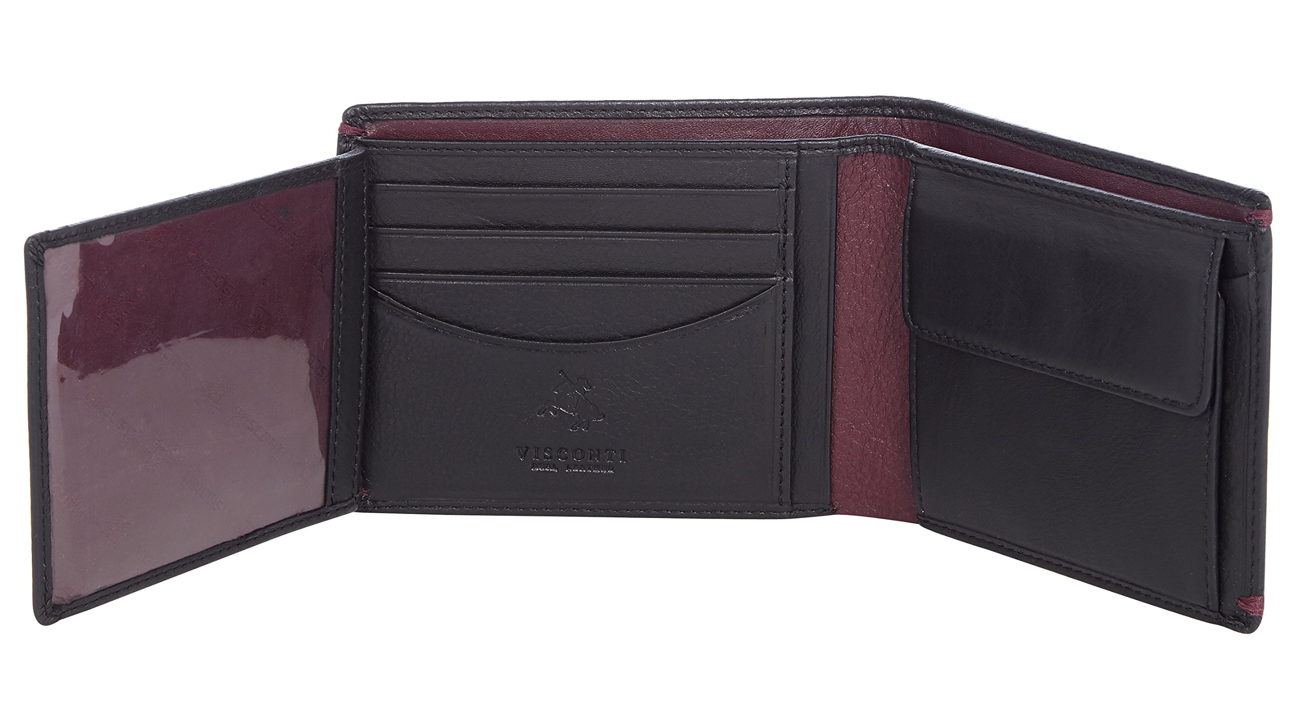Visconti Monza MZ7 portafoglio uomo in pelle triplo nero borgogna RFID