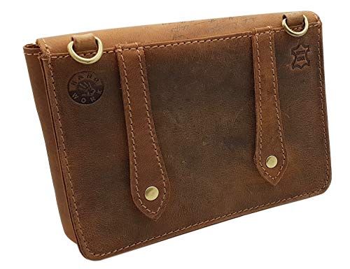myledershop Gürtel-/Taschen marsupio orizzontale in pelle di bufalo cognac