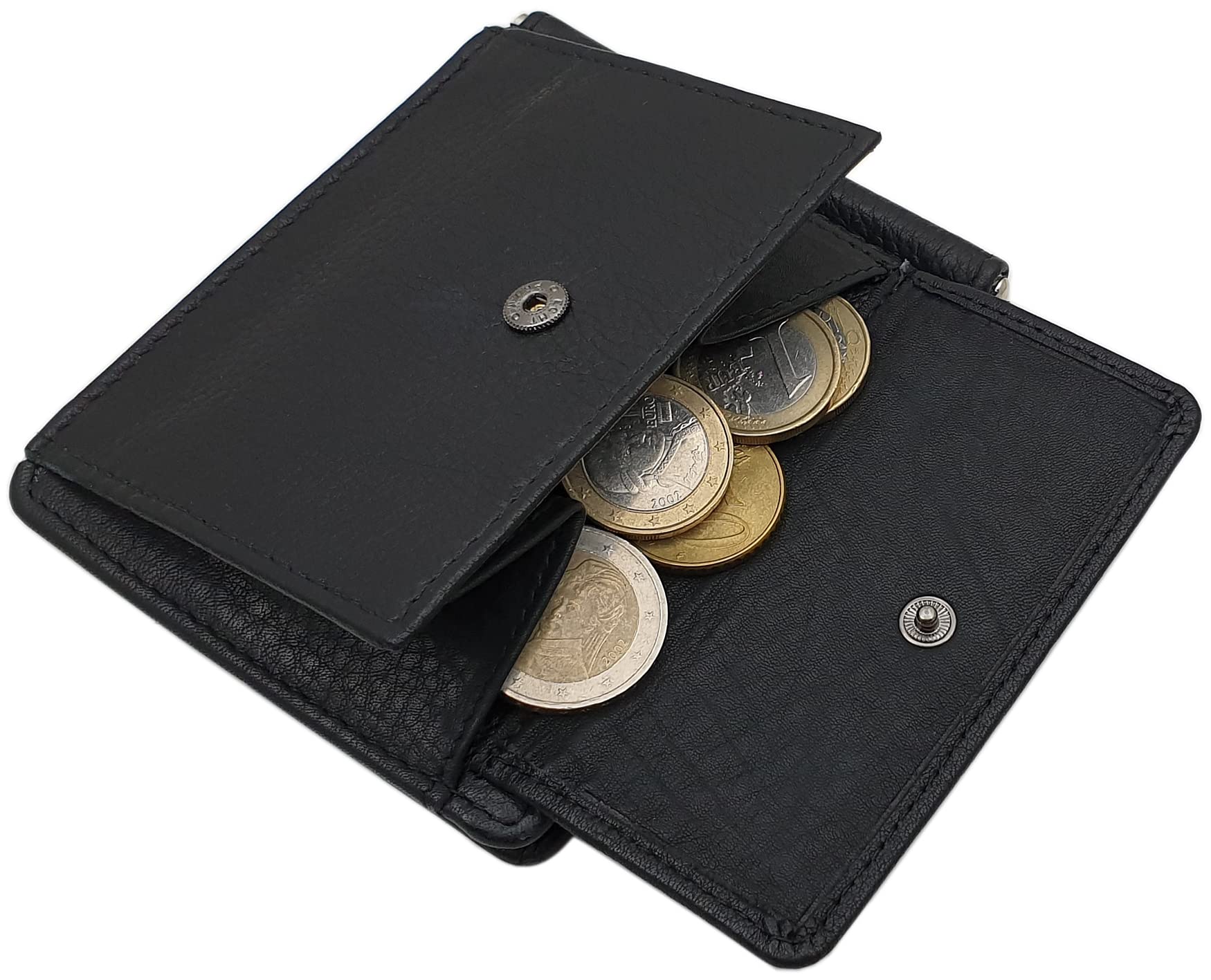 myledershop Brieftaschen portafoglio Vacchetta dollarclip nero