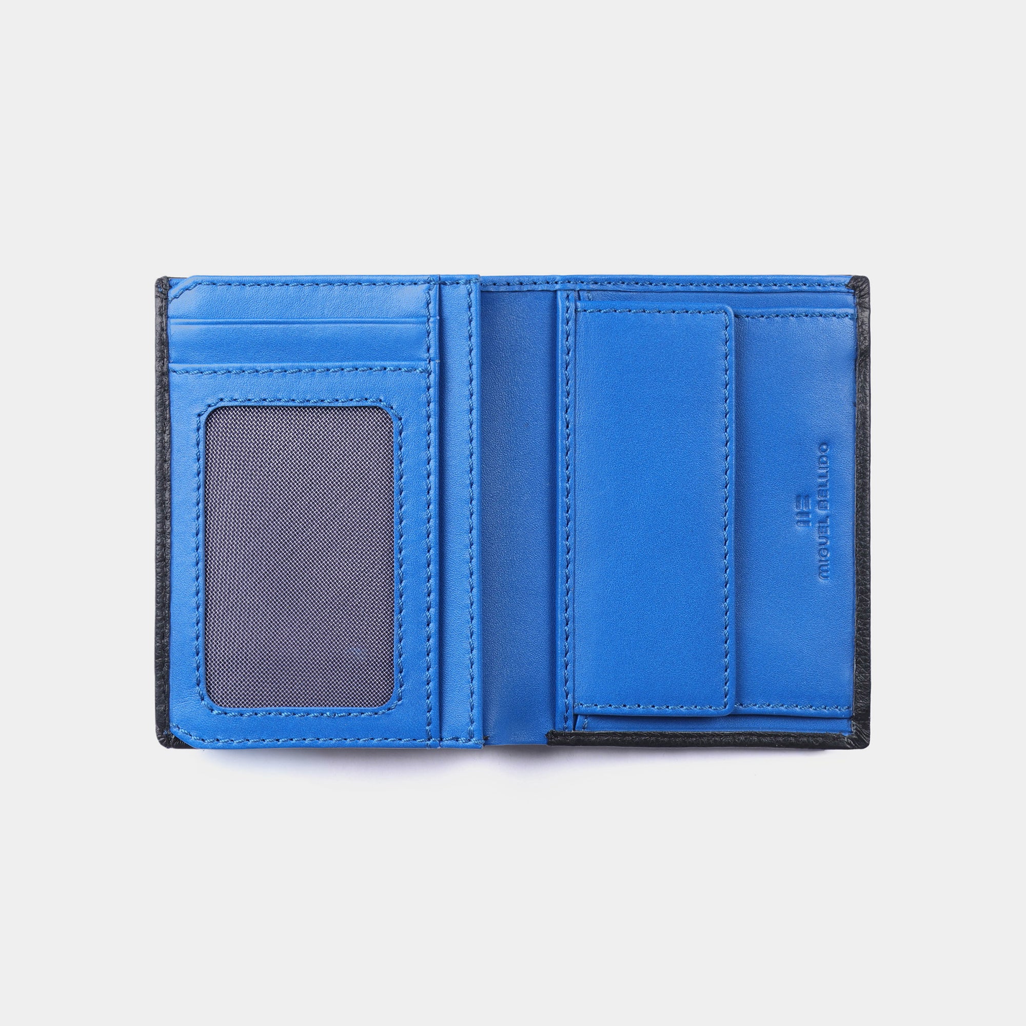 Miguel Bellido Carteras Cartera Rio in pelle bovina nera/blu con portamonete RFID