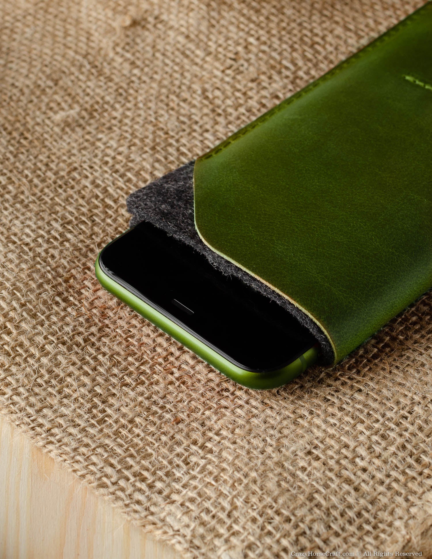 Crazy Horse Craft Phone Cases Leather Phone Case / Wallet with Card Pockets custodia iPhone Alpine Green