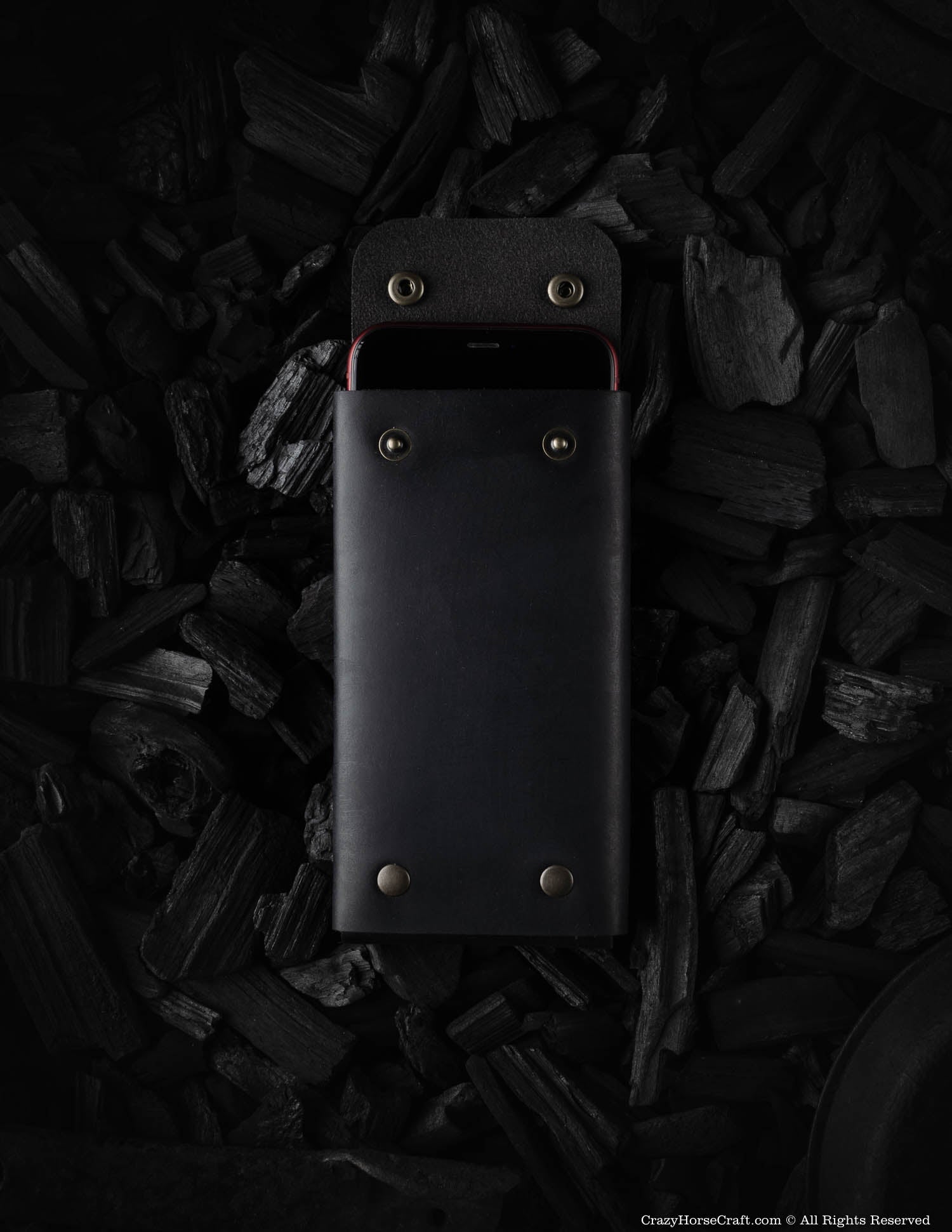 Crazy Horse Craft Minimalist Series portafoglio custodia iPhone Carbon Black in pelle