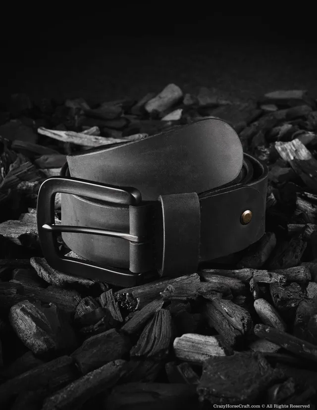 Crazy Horse Craft Belts Vegetable Tanned Leather Belt cintura Carbon Black