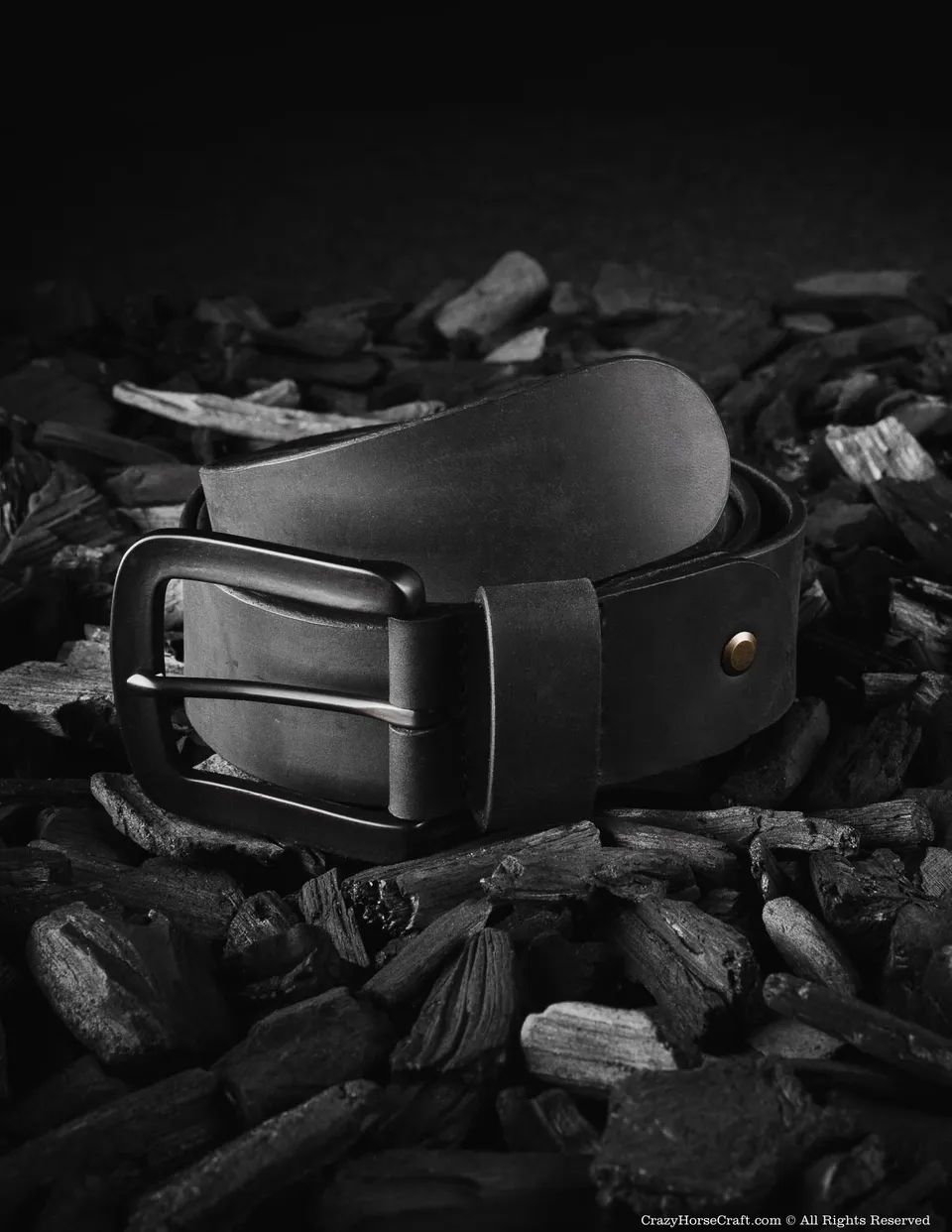Crazy Horse Craft Belts Vegetable Tanned Leather Belt cintura Carbon Black
