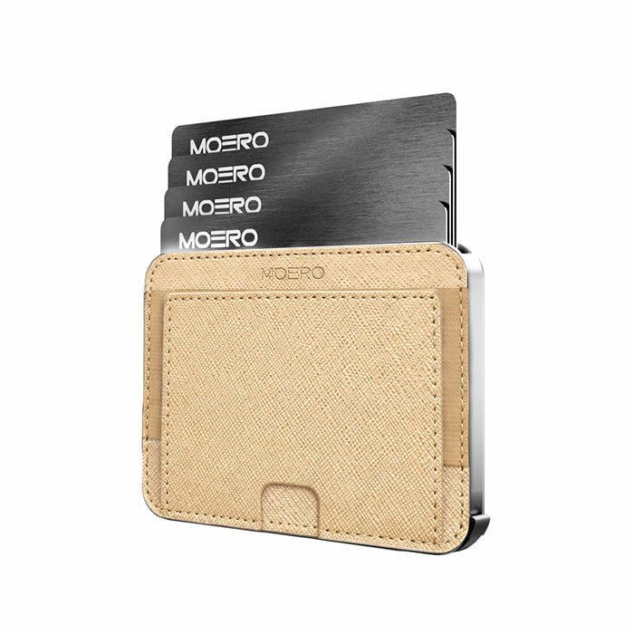 Moero Linea M2 M2 Pro Saffiano Gold portafoglio MagSafe RFID