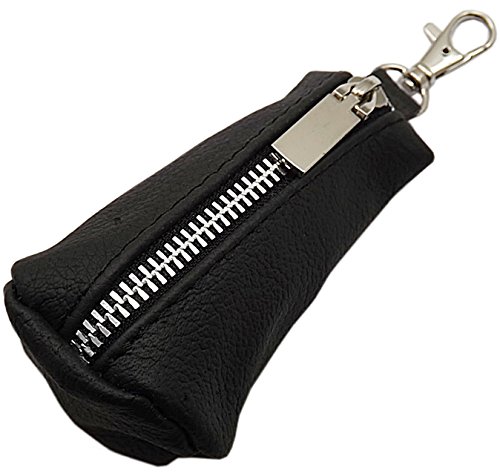 myledershop Schlüsseltaschen portachiavi in pelle nero con moschettone