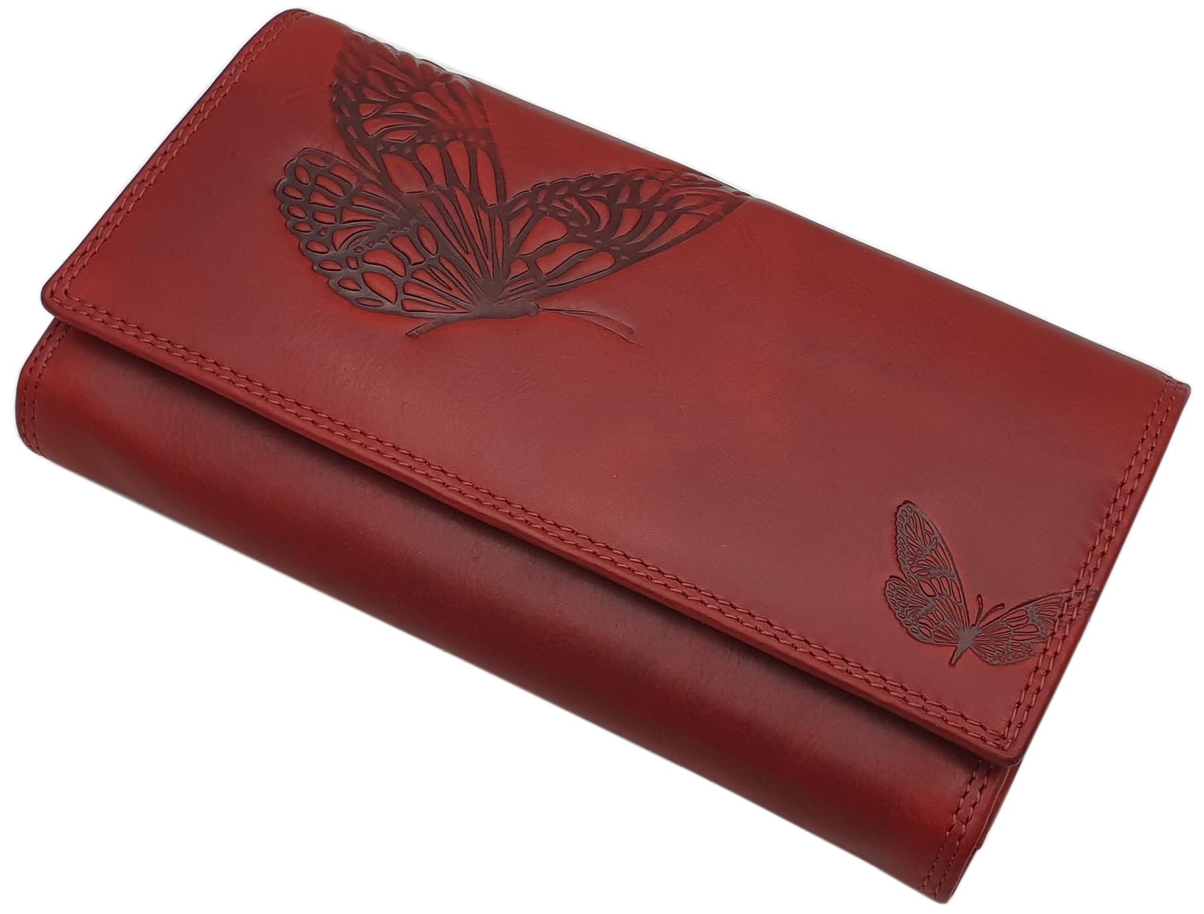 myledershop Damen Geldbörsen portafoglio donna senza motivo rosso ciliegia RFID