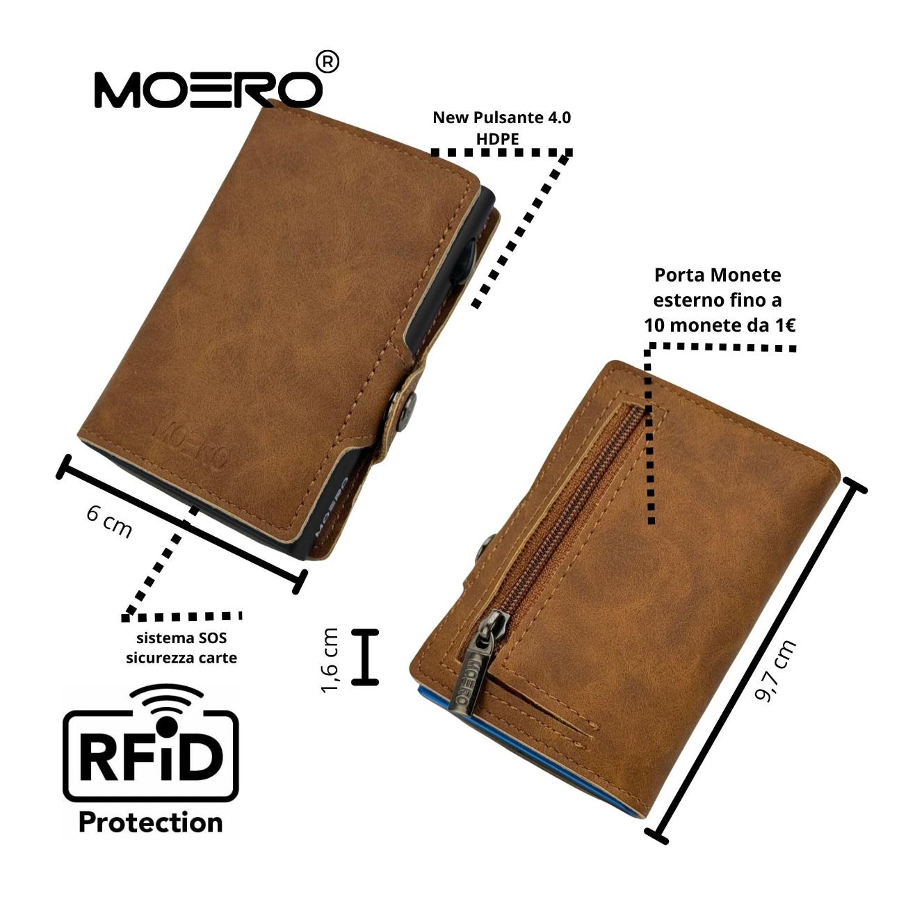 Moero Linea Classic Classic Zip Vintage portafoglio Marrone Chiaro RFID