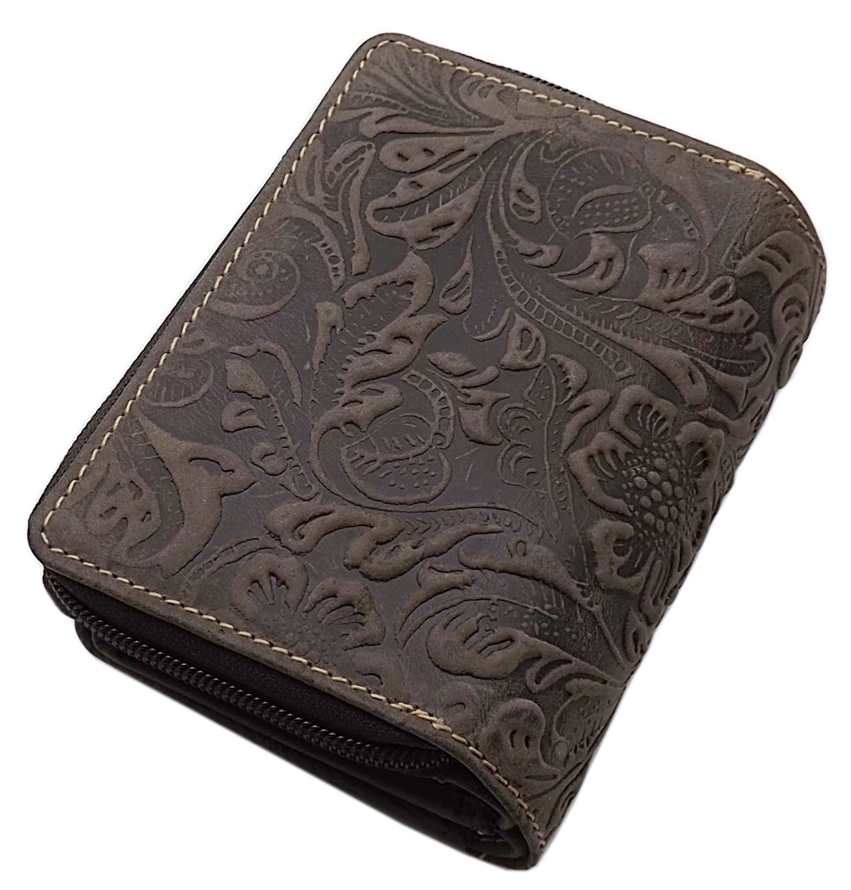 myledershop Damen Geldbörsen portafoglio donna vacchetta marrone RFID NFC