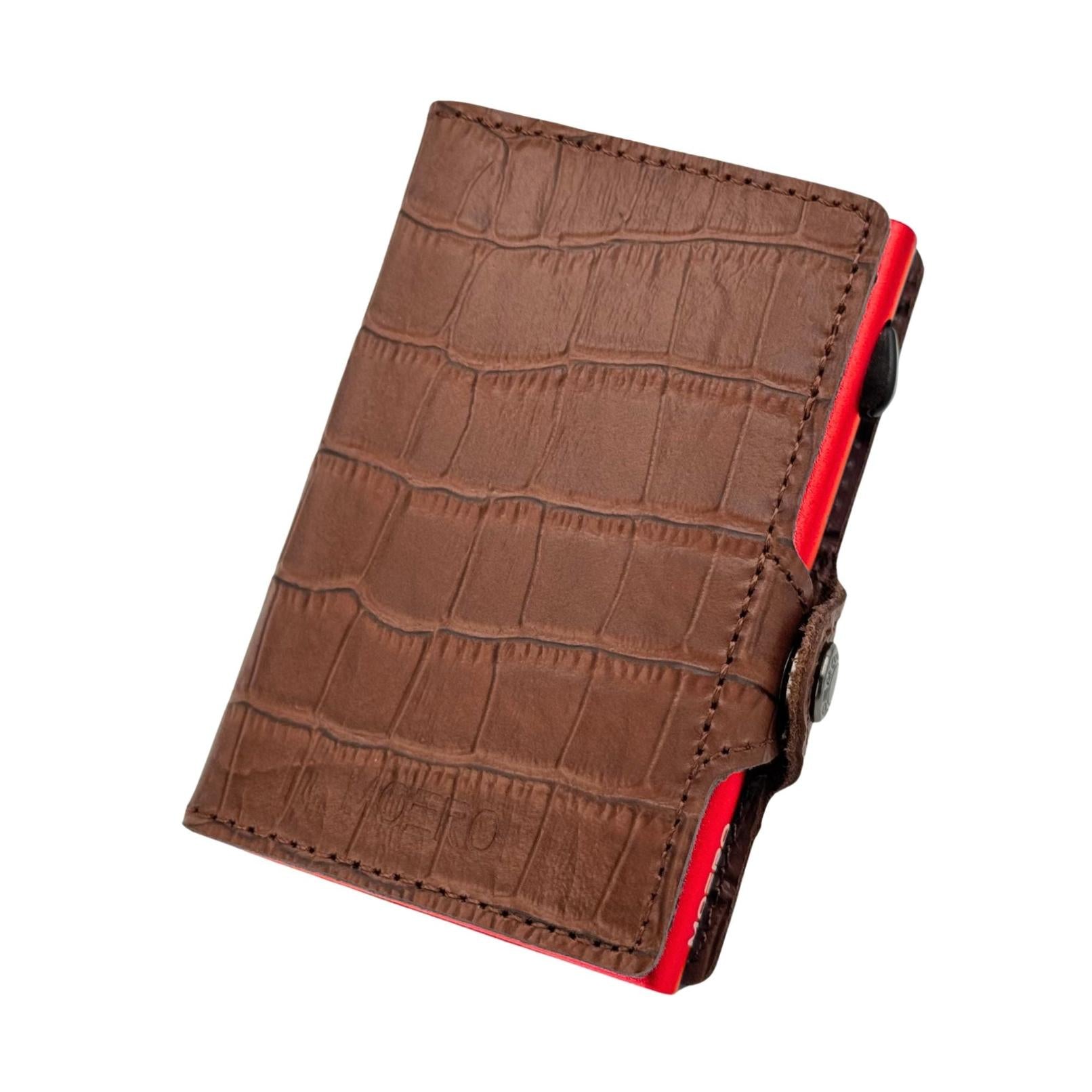 Moero Linea Classic Croco portafoglio marrone RFID