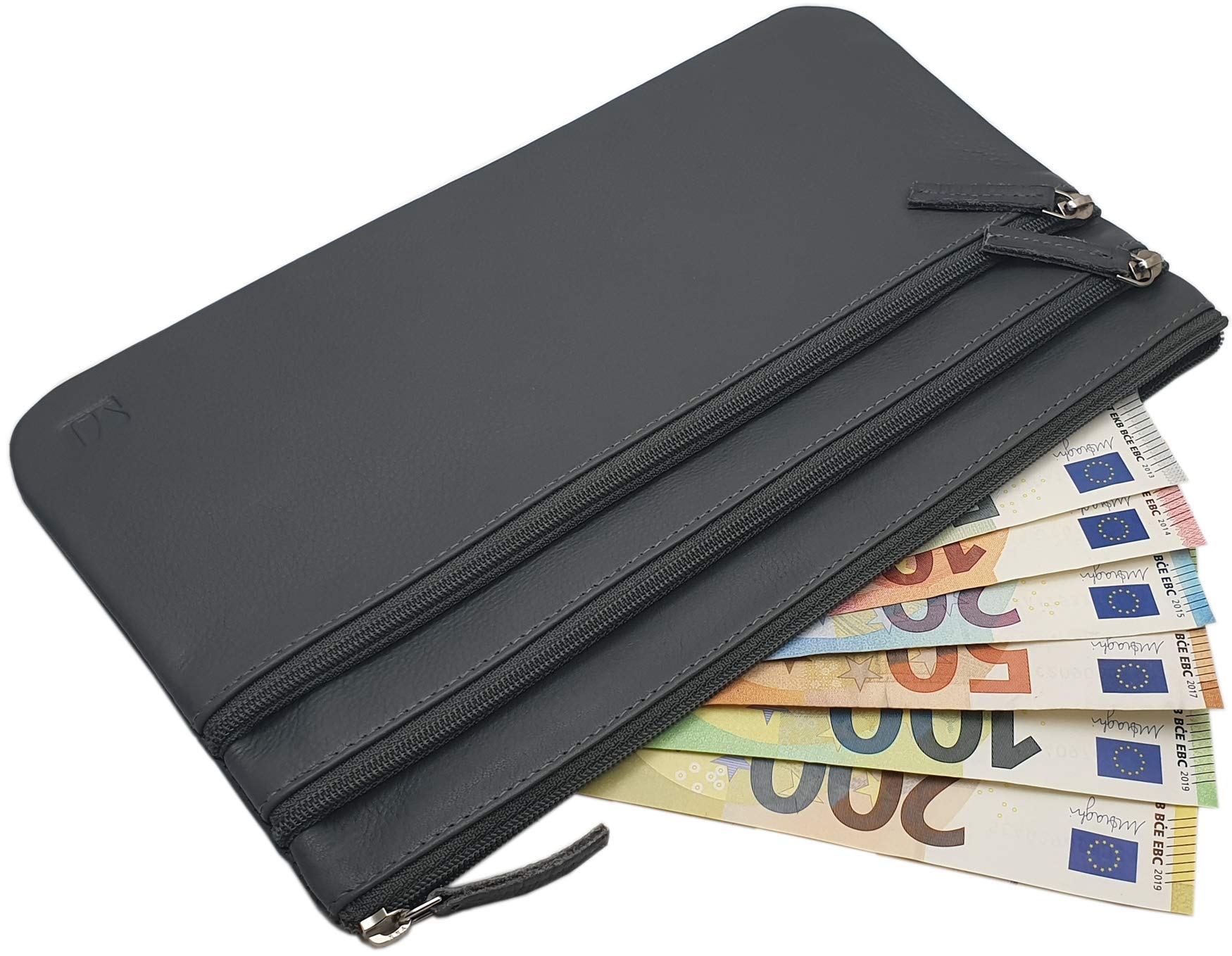 myledershop Banktaschen Grande DDDM portafoglio banca grigio 3 scomparti