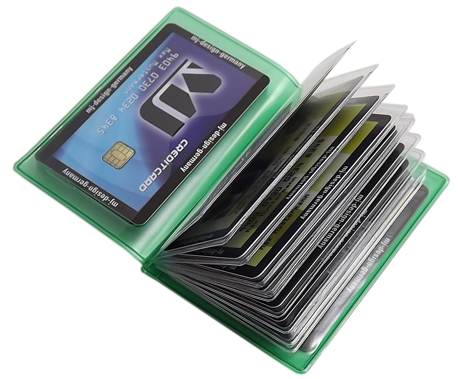 myledershop Kredit- und Visitenkartenetuis porta carte di credito 12 scomparti verde
