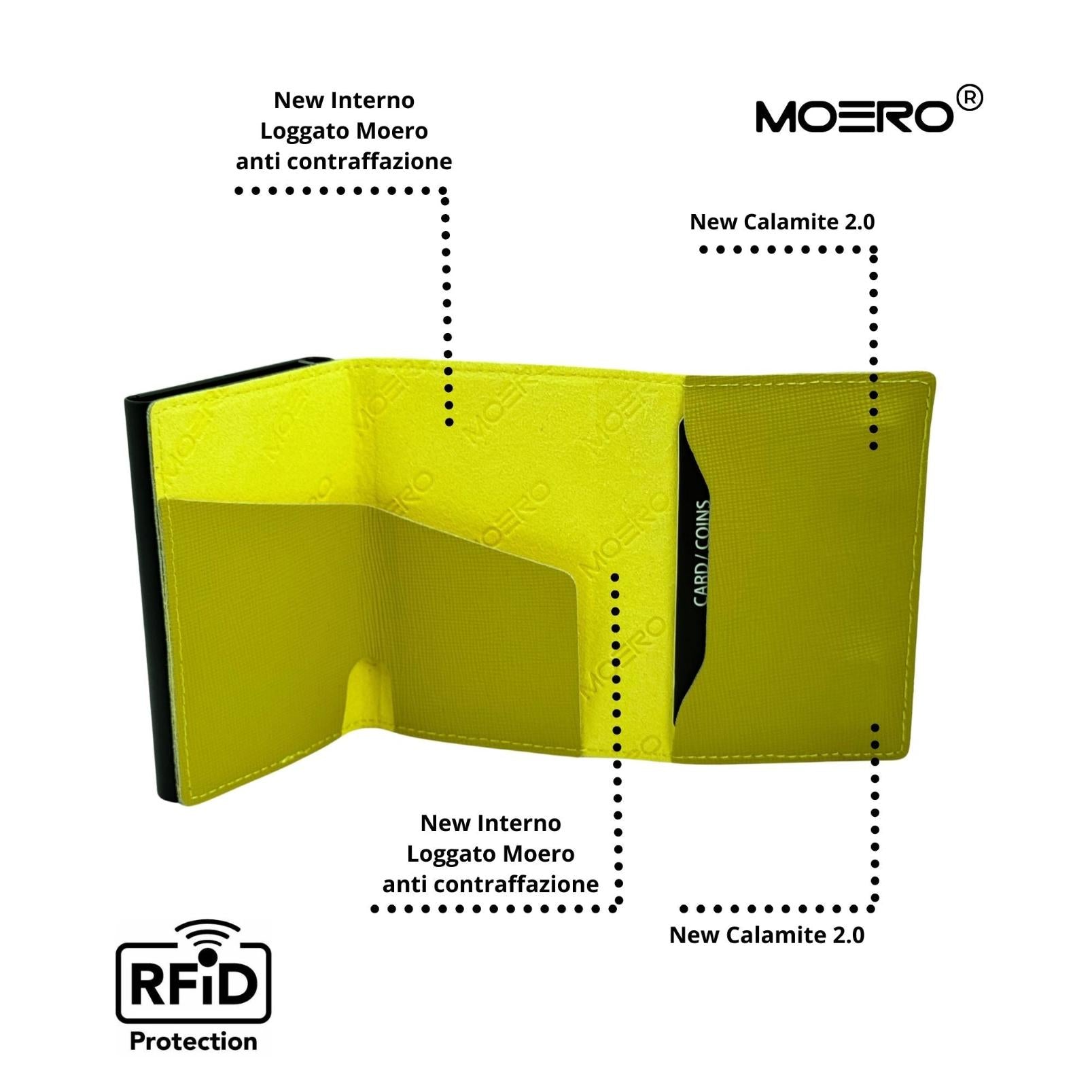 Moero Linea PRO PRO Saffiano portafoglio Lime 4.0 senza portamonete