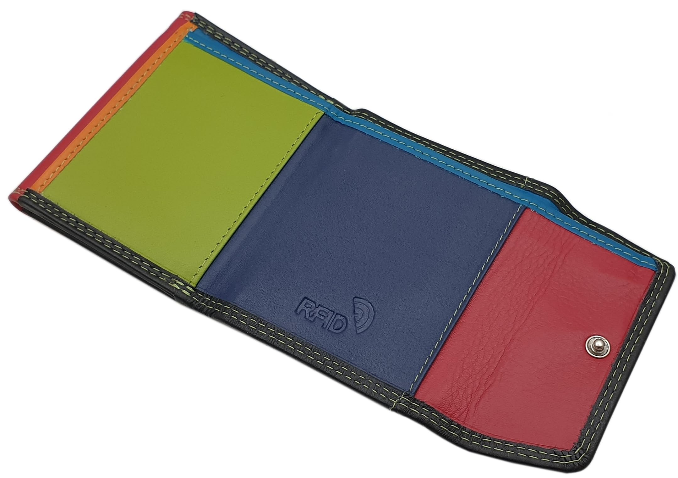 myledershop Damen Geldbörsen portafoglio piccolo in nappa multicolore RFID