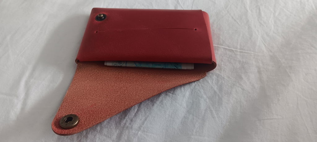 Crazy Horse Craft Minimalist Series portafoglio pelle Fragola Red