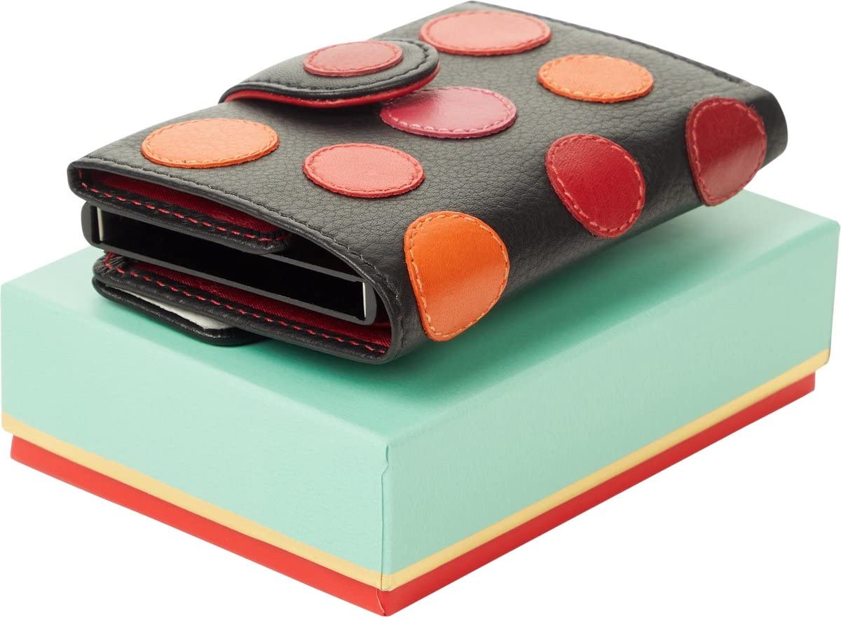 Visconti Polka portafoglio slim Nero/Bacca con protezione RFID
