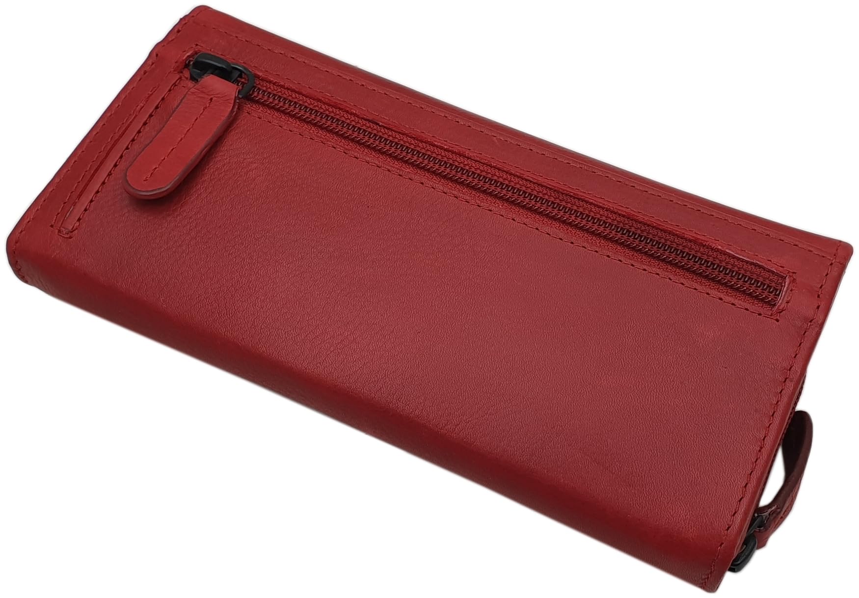 myledershop Damen Geldbörsen portafoglio grande pelle bovina rosso ciliegia RFID